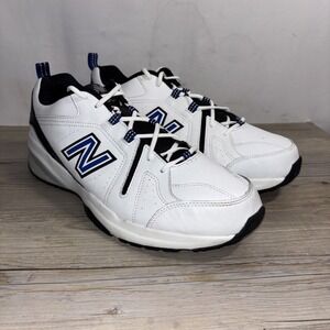 Mens 14 4E New Balance 608 v5 White/Black/Blue Training Shoes Extra Wide